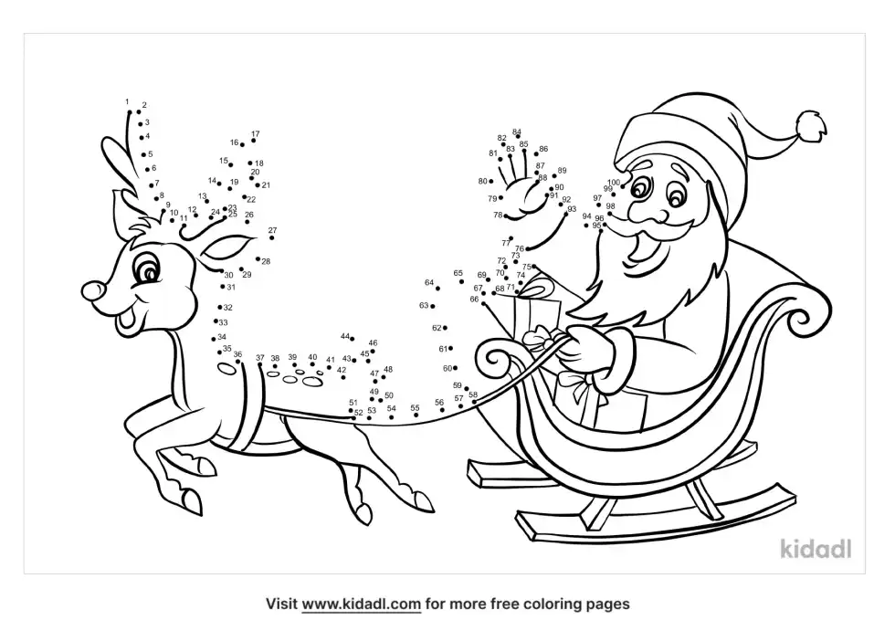 Santa In His Sleigh Dot To Dot (Hard)
