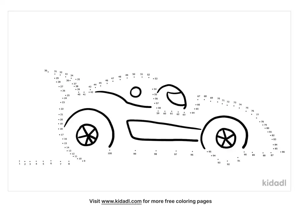 Race Car Dot To Dot (Hard)