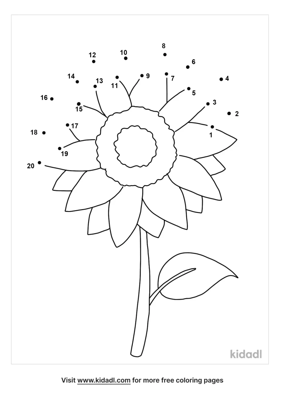 Sunflower Dot To Dot (Easy) | Kidadl