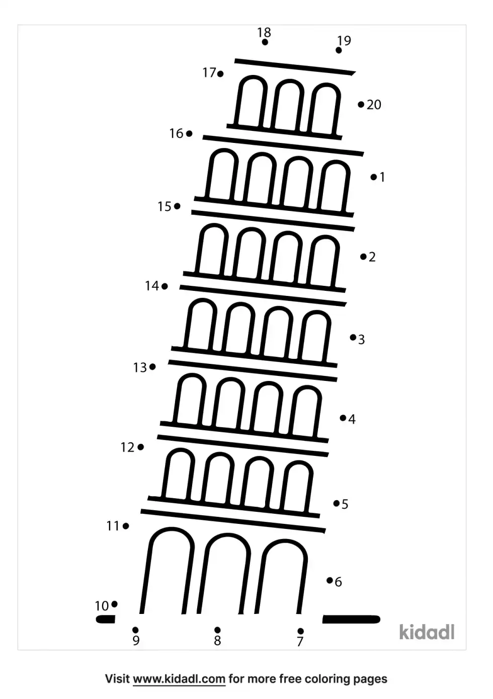 Leaning Tower Of Pisa Dot To Dot (Easy)