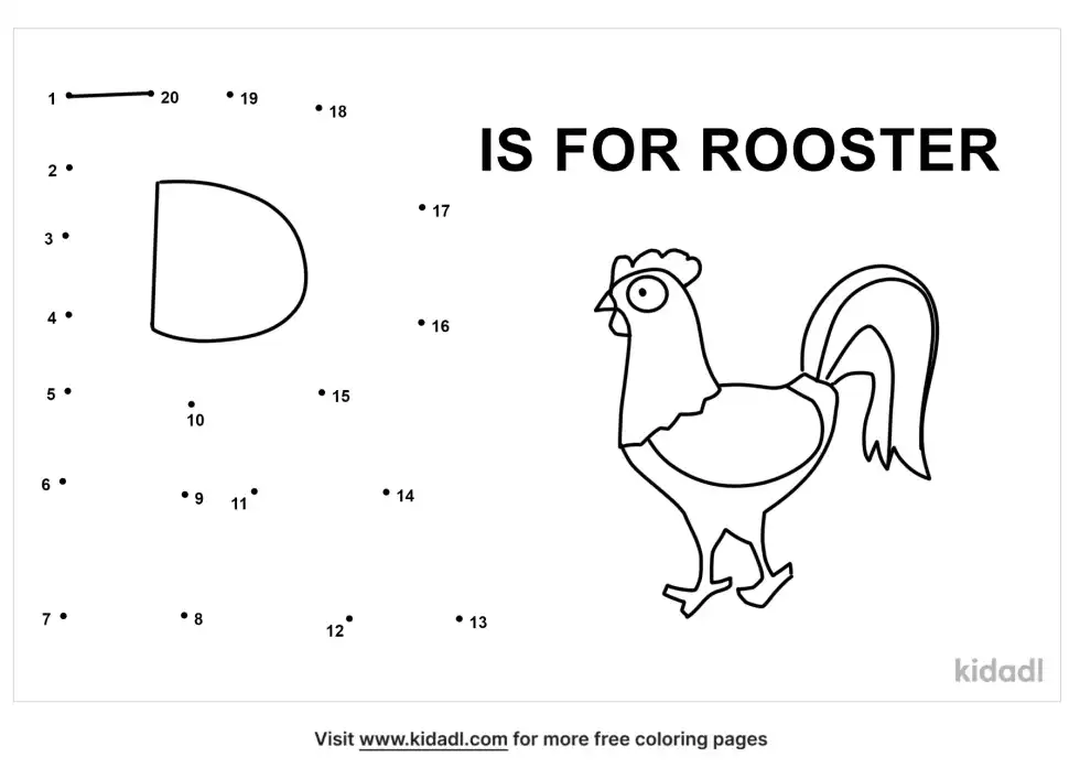 R Is For Rooster Dot To Dot (Easy)