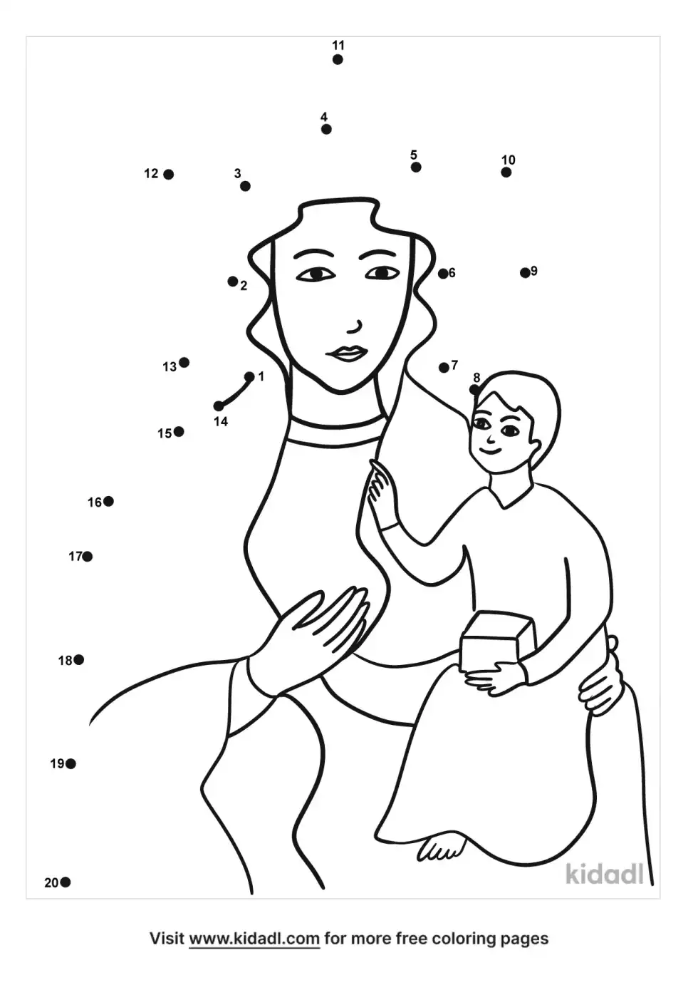Our Lady Of The Rosary Dot To Dot (Easy)