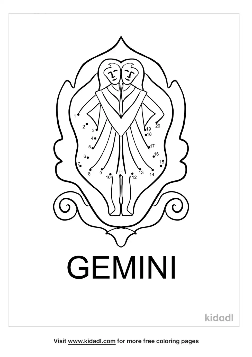 Zodiac Gemini Dot To Dot (Easy)