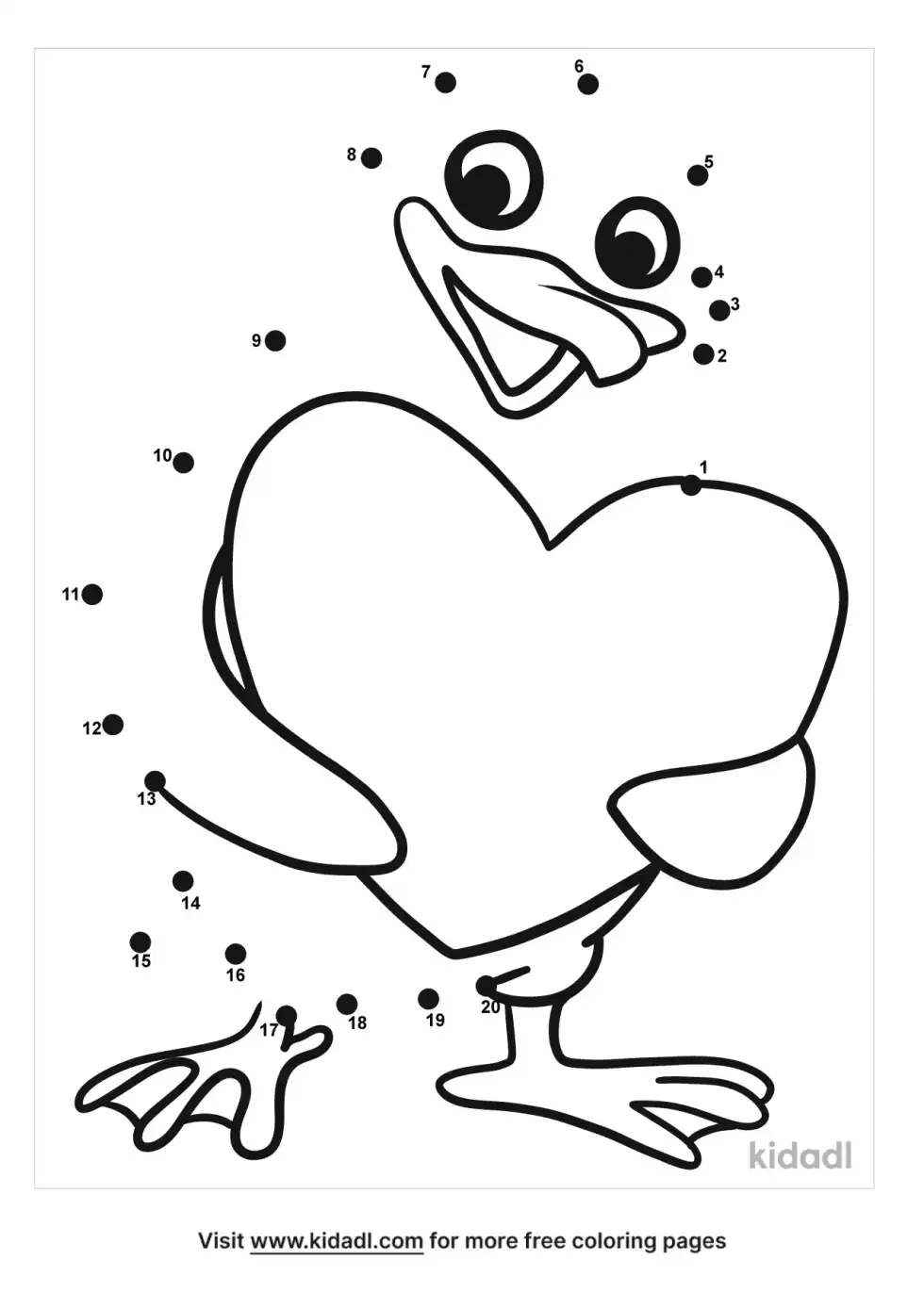 Penguin Valentine Dot To Dot (Easy)