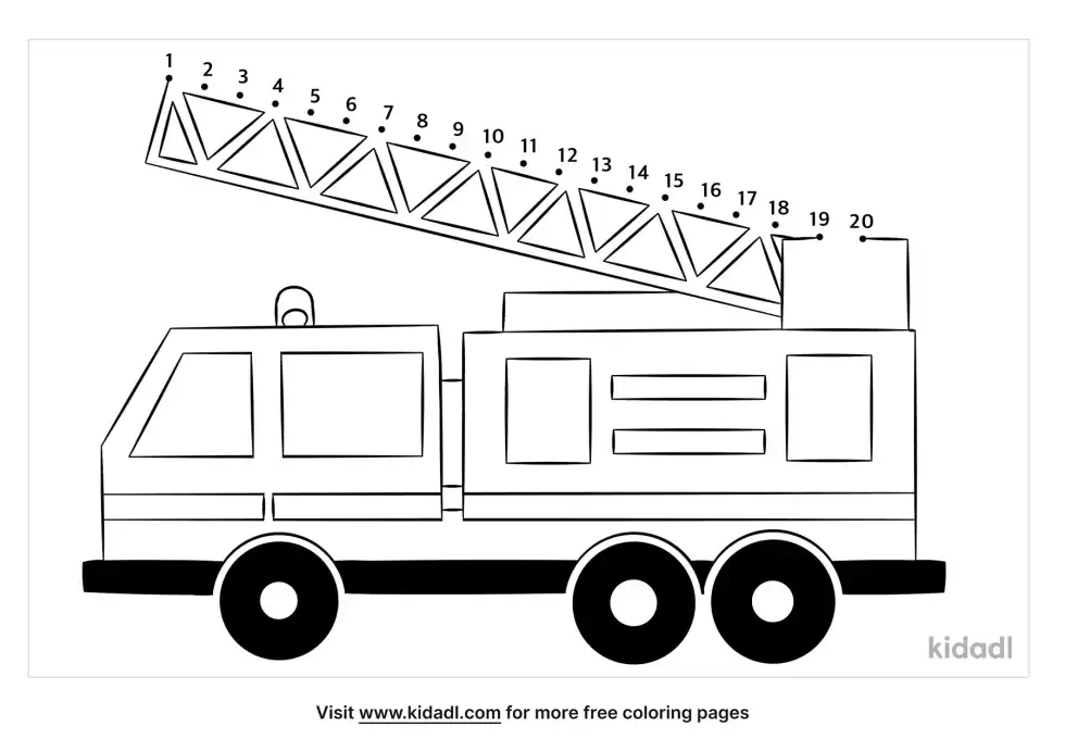Fire Truck Dot To Dot (Easy)