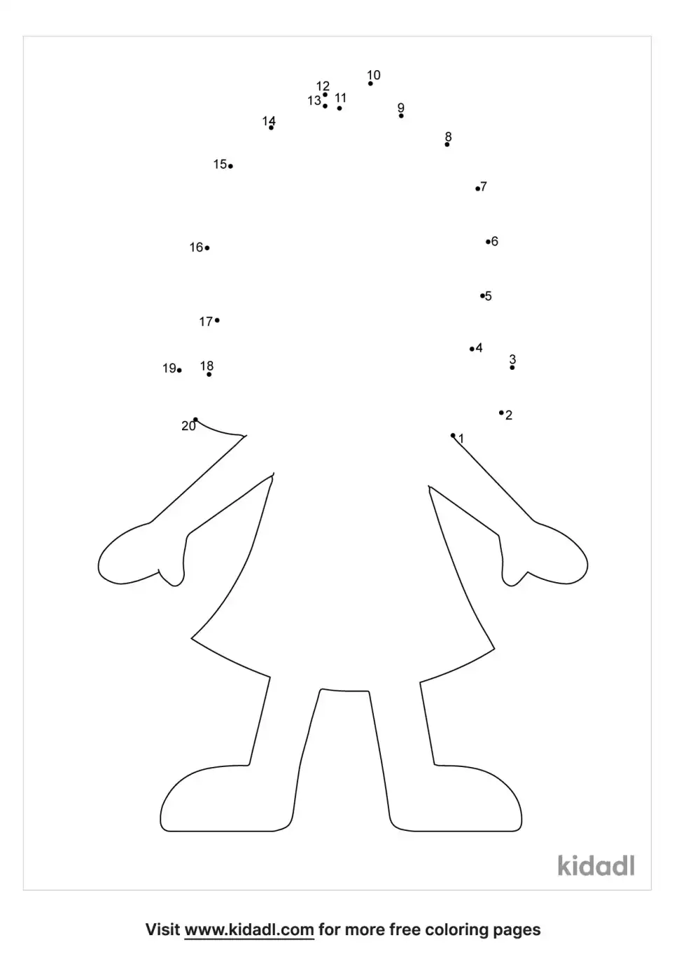 Outline Of Paper Doll Dot To Dot (Easy)