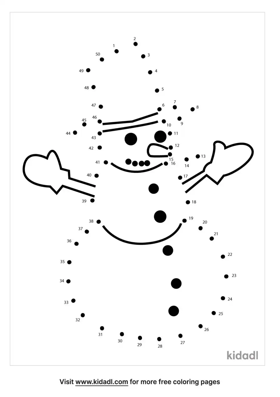 Snowman Dot To Dot (Medium)