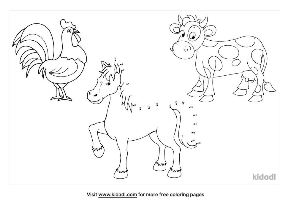 Farm Animal Dot To Dot (Easy)