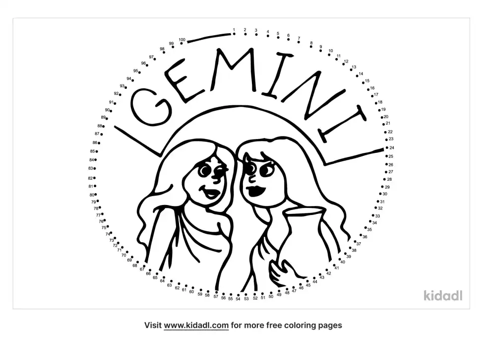 Zodiac Gemini Dot To Dot (Hard)