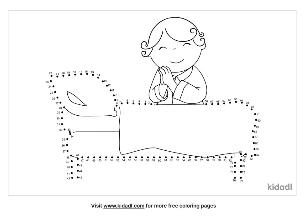 Girl Praying By Bed Dot To Dot (Hard)
