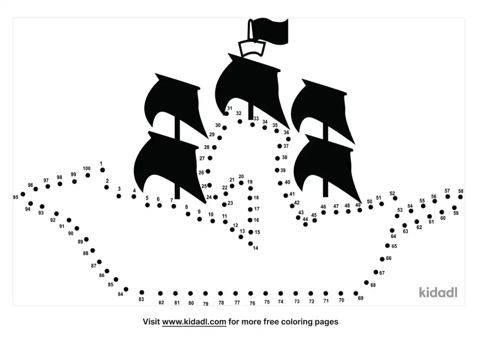 Pirate Ship Dot To Dot (Hard)