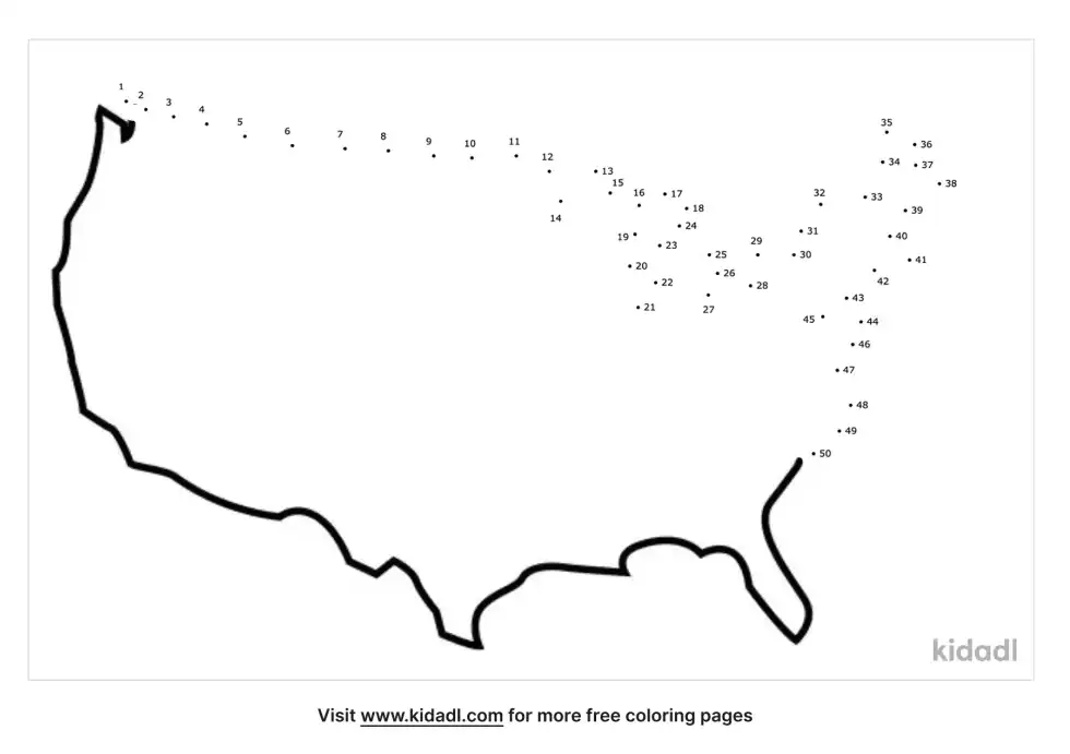 United States Map Dot To Dot (Medium)
