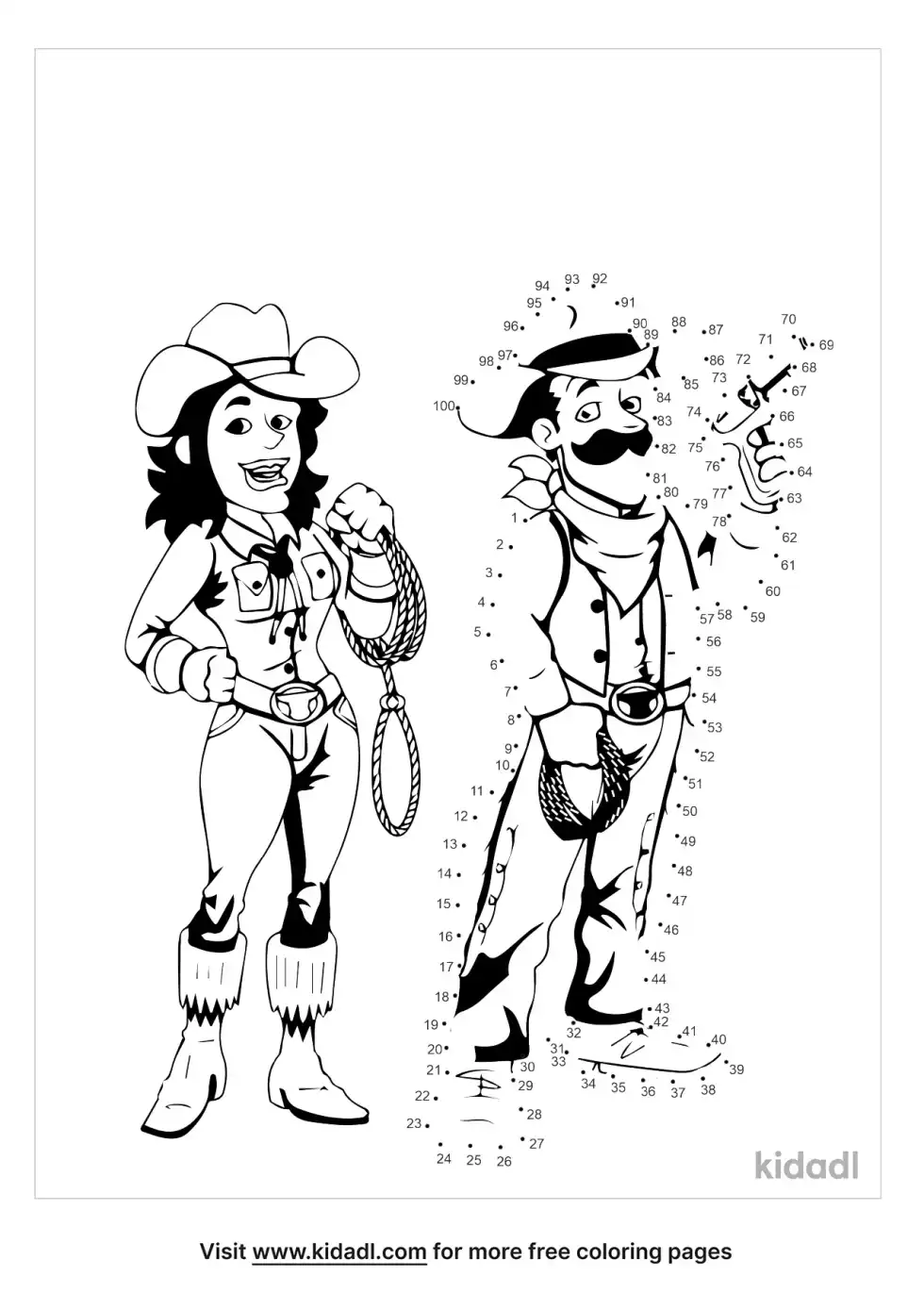 Cowgirl And Cowboy Dot To Dot (Hard)