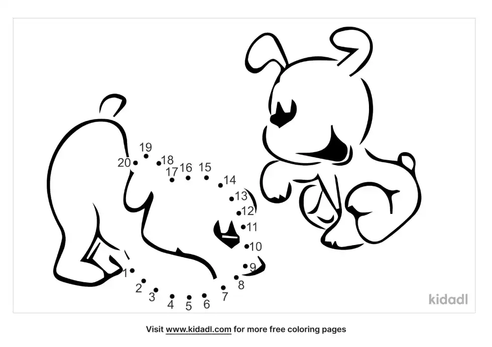 Dogs Playing Dot To Dot (Easy)