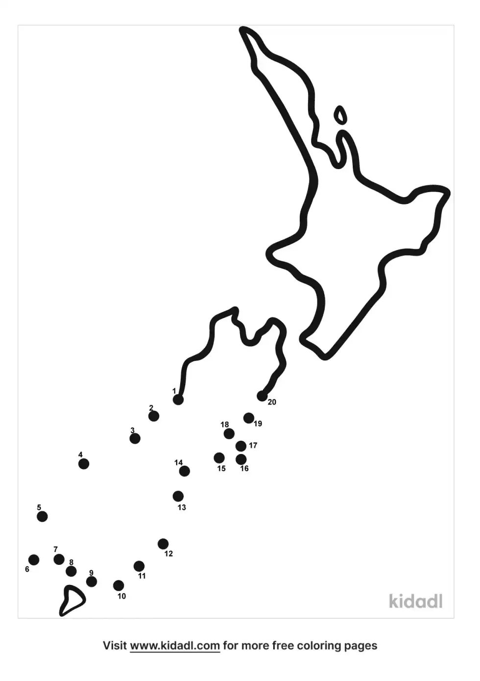 New Zealand Dot To Dot (Easy)