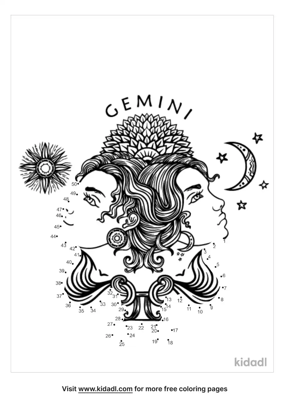 Zodiac Gemini Dot To Dot (Medium)