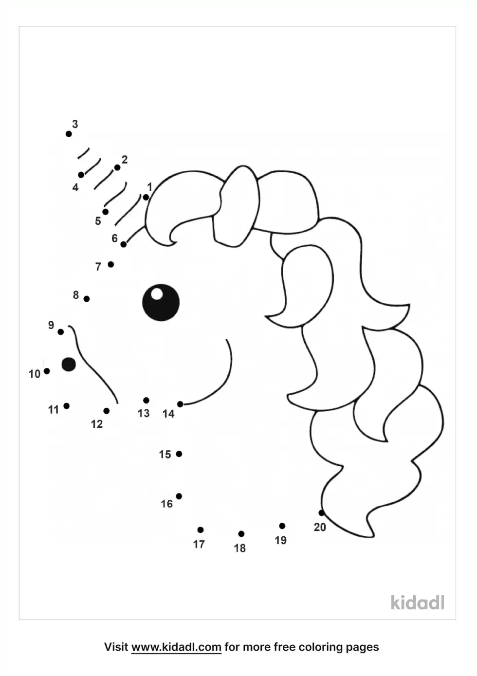 Unicorn Head Dot To Dot (Easy)