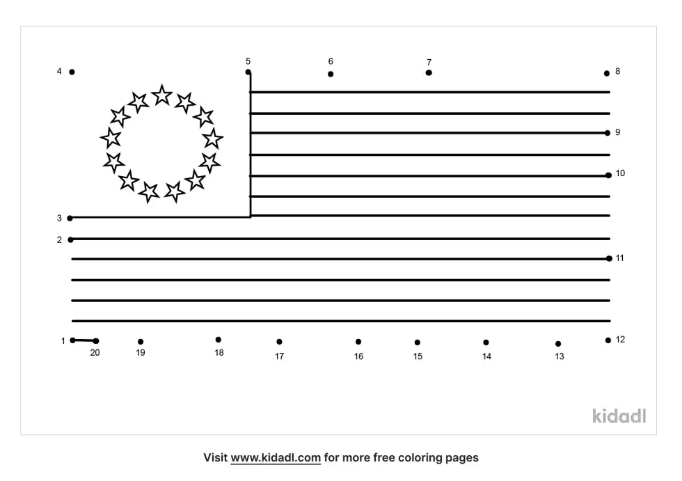 First American Flag Dot To Dot (Easy)