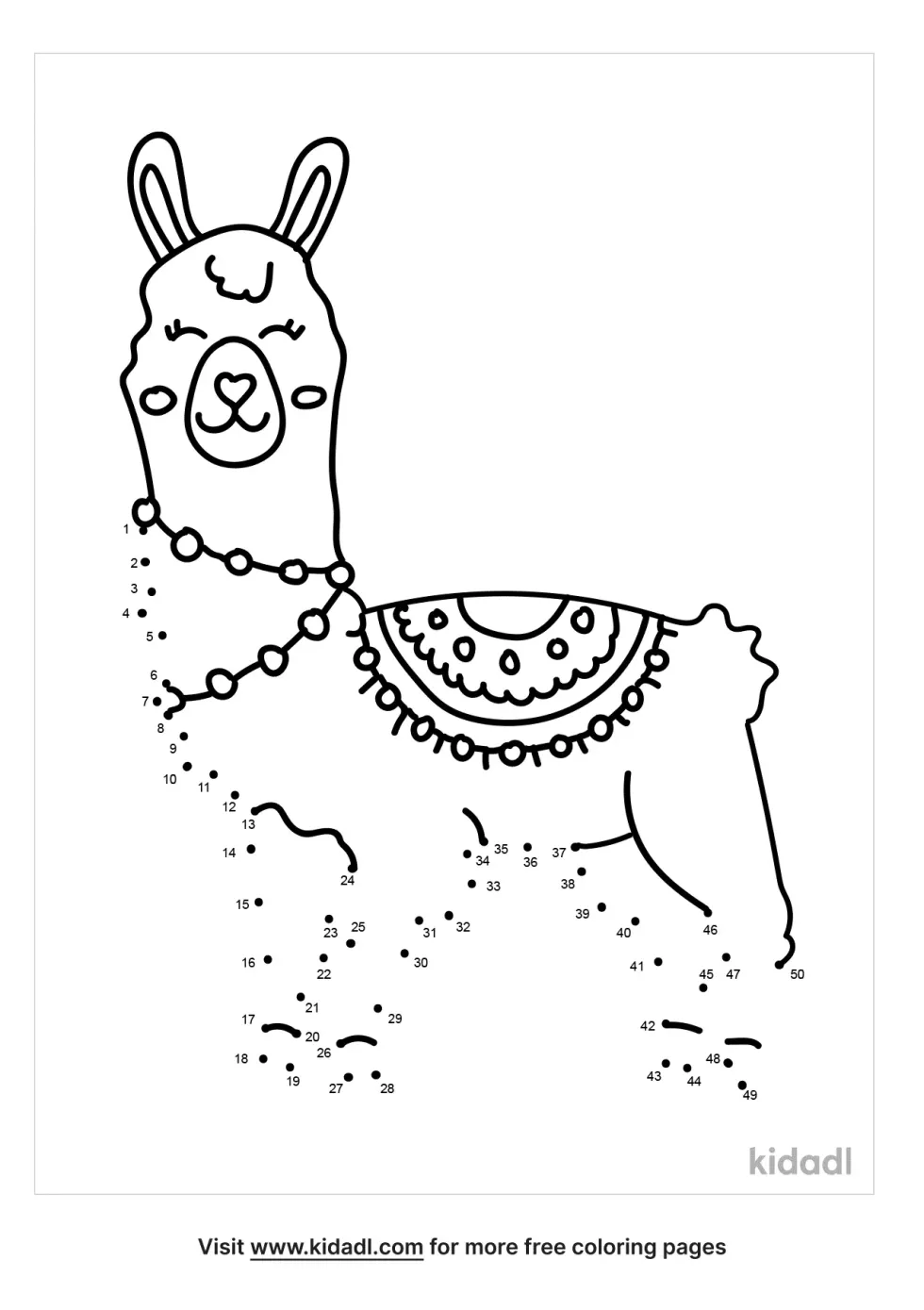 Llama Dot To Dot (Medium) | Kidadl