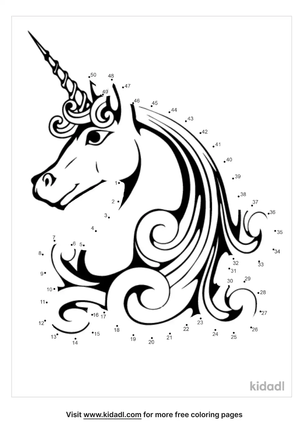 Unicorn Head Dot To Dot (Medium)