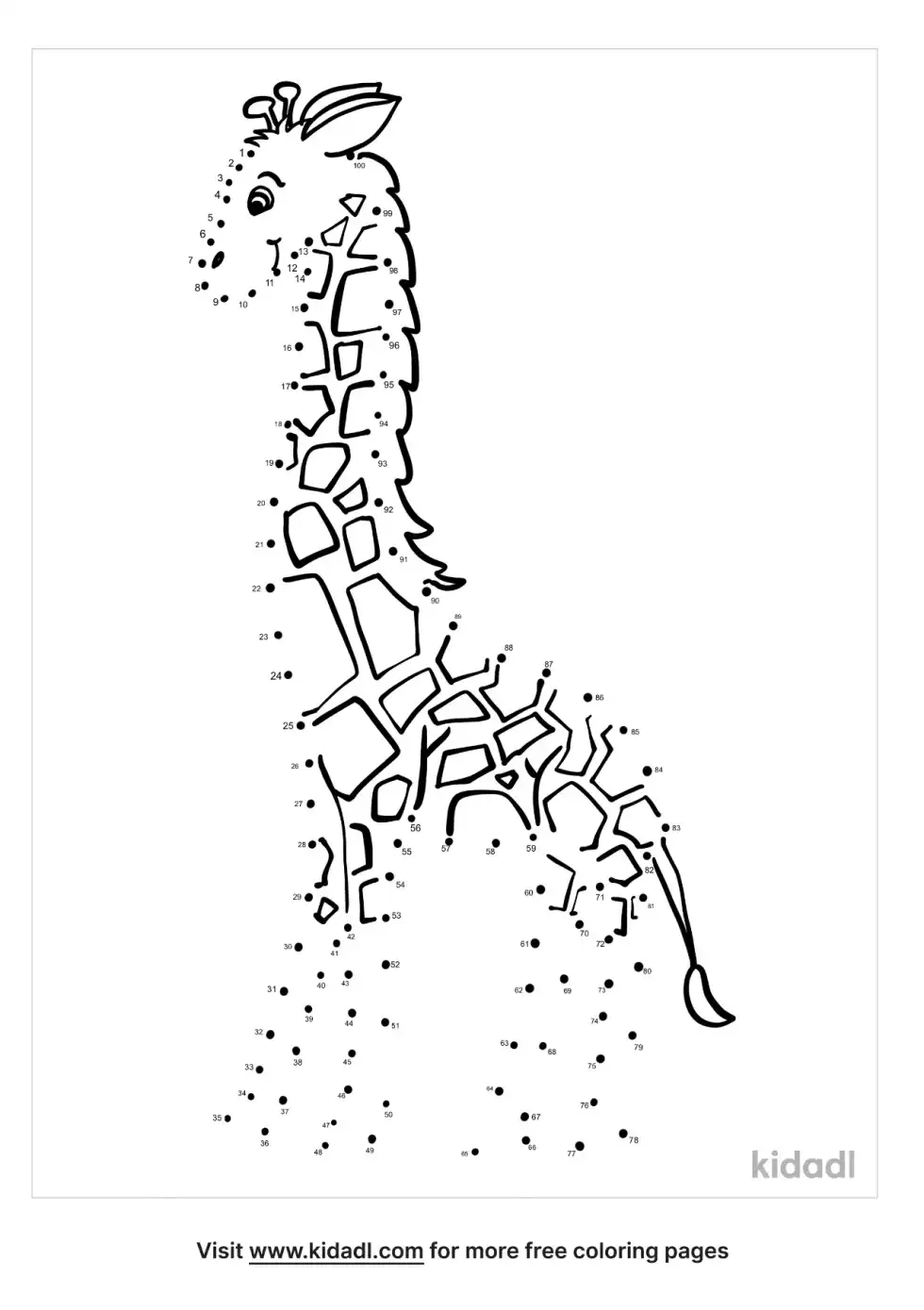 Baby Giraffe Dot To Dot (Hard)