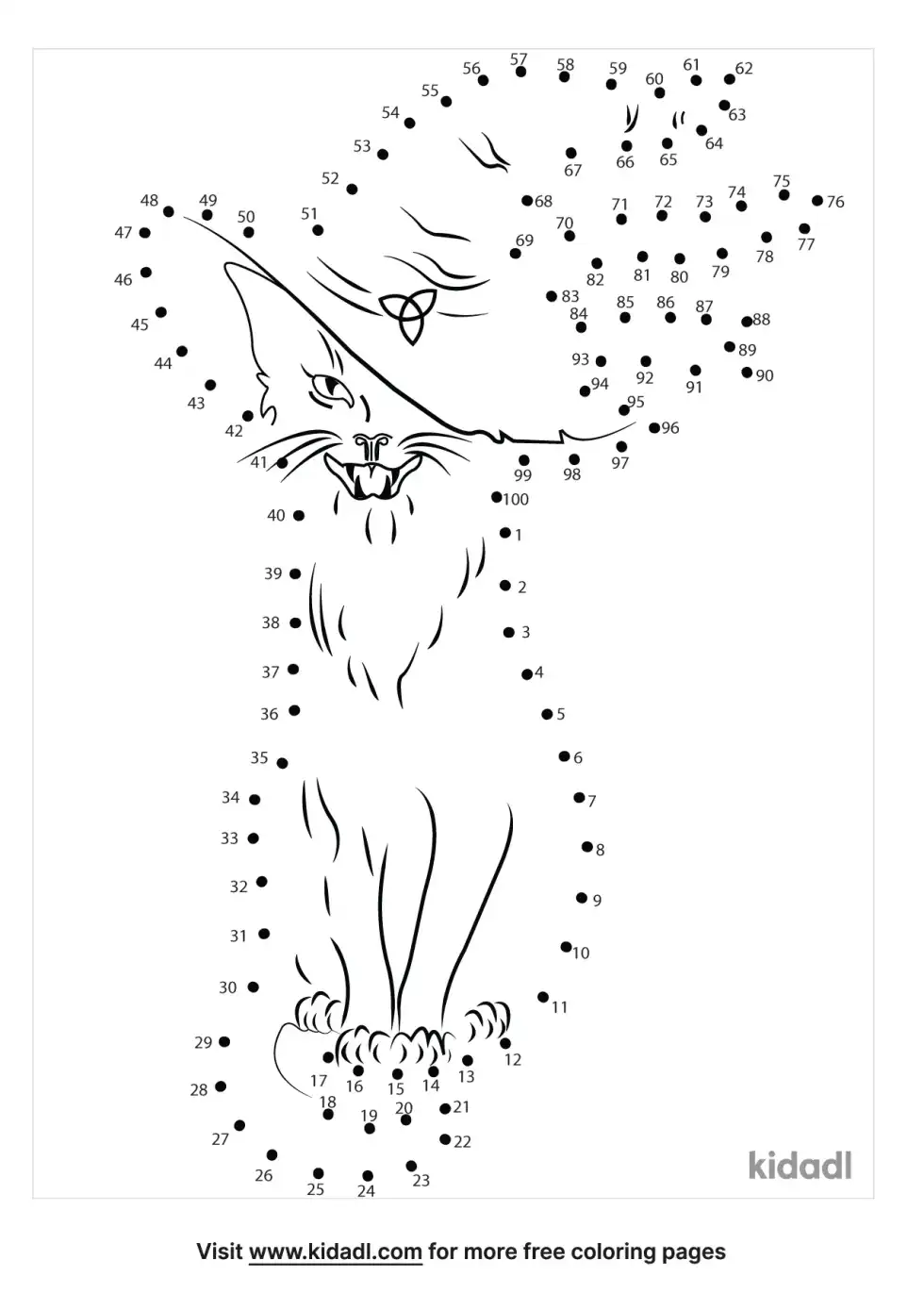 Halloween Black Cat Dot To Dot (Hard)