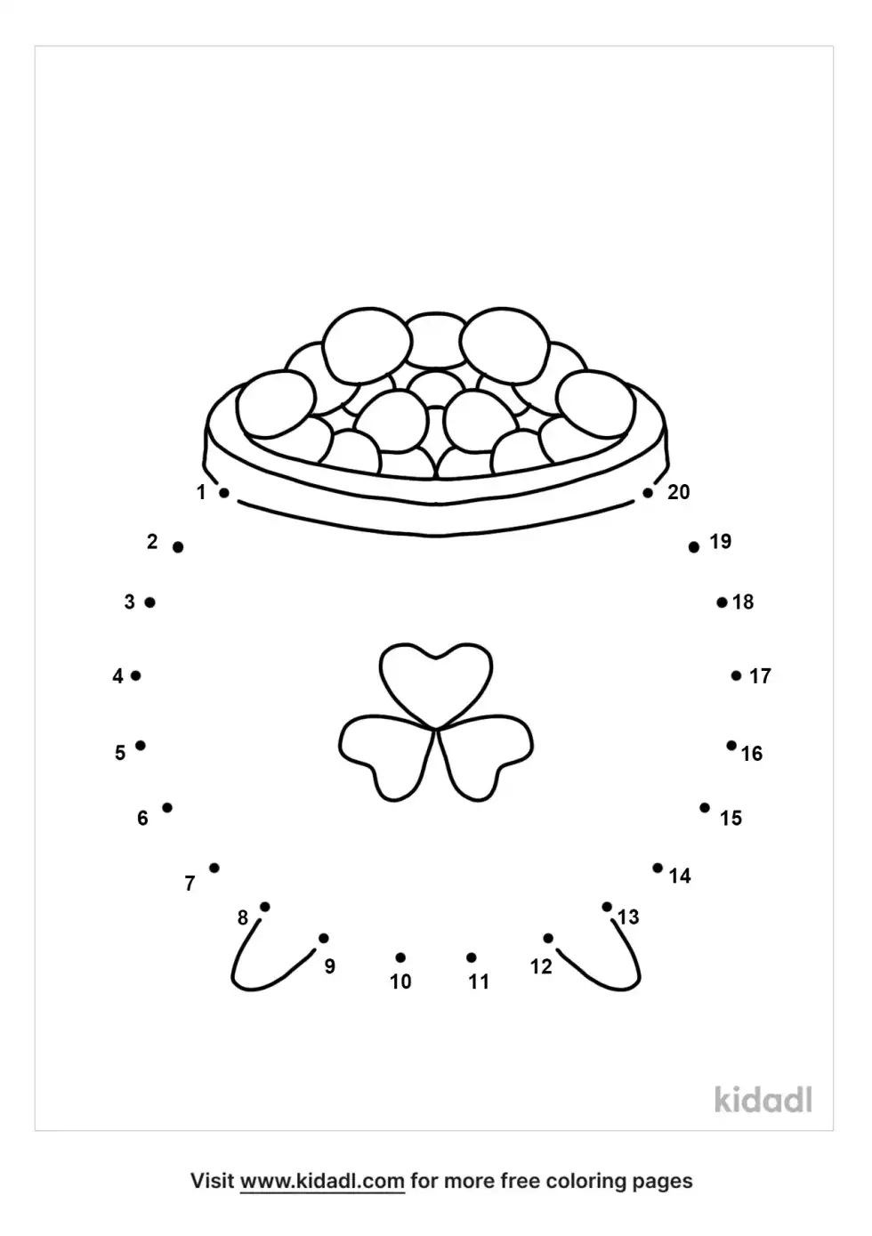 St Patrick's Day Pot Of Gold Dot To Dot (Easy)