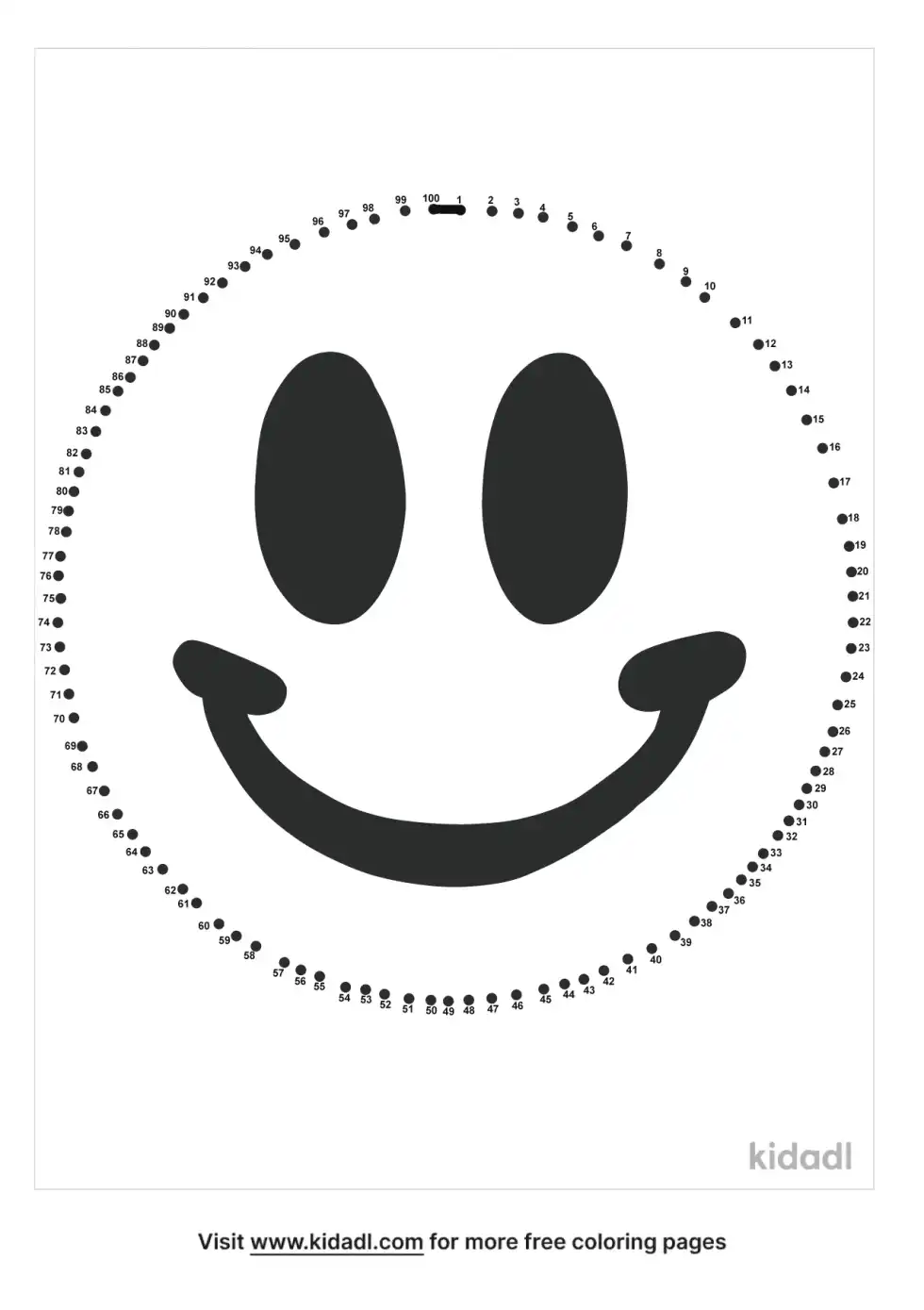 Smiley Face Dot To Dot (Hard)