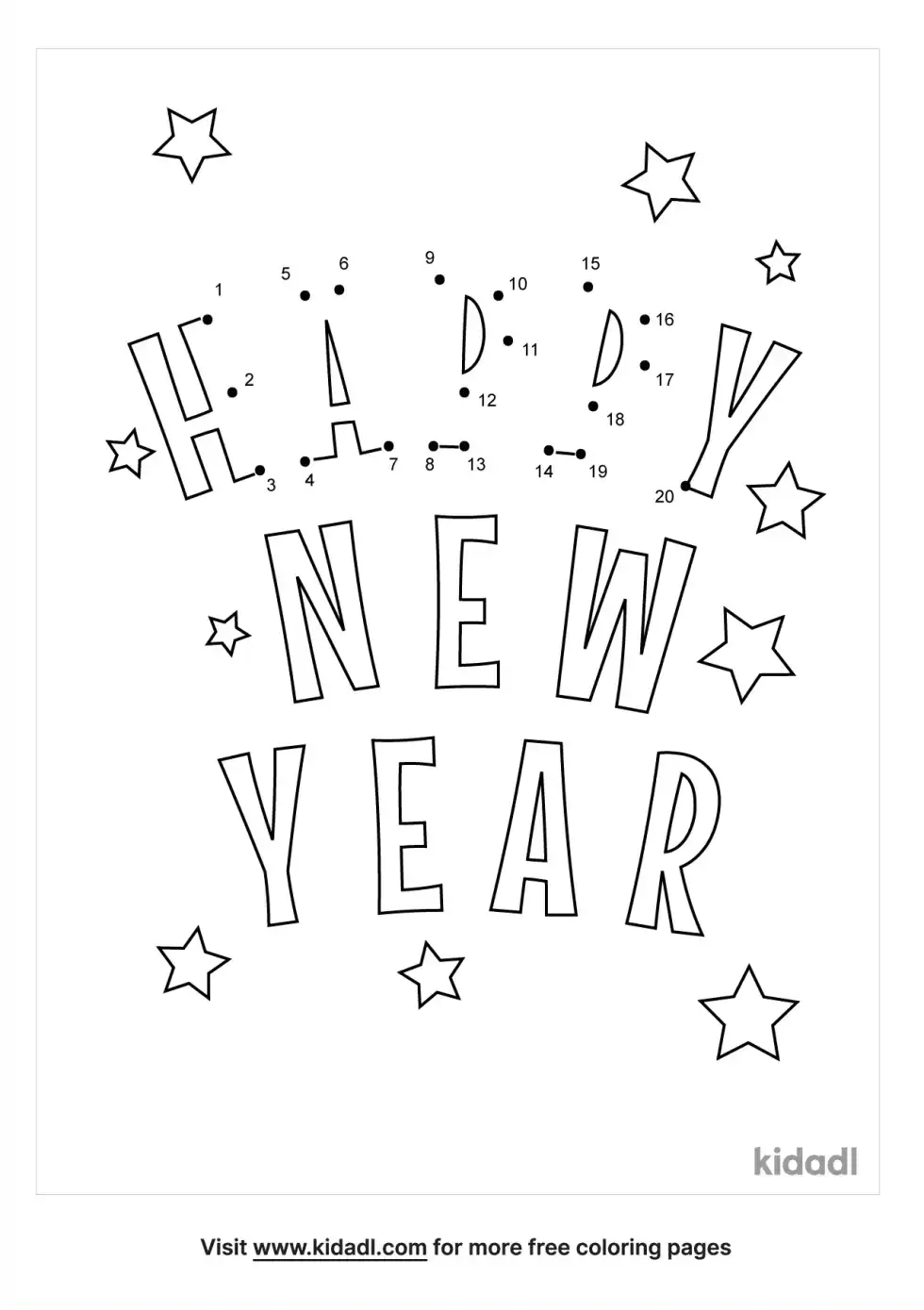 Happy New Year Dot To Dot (Easy)