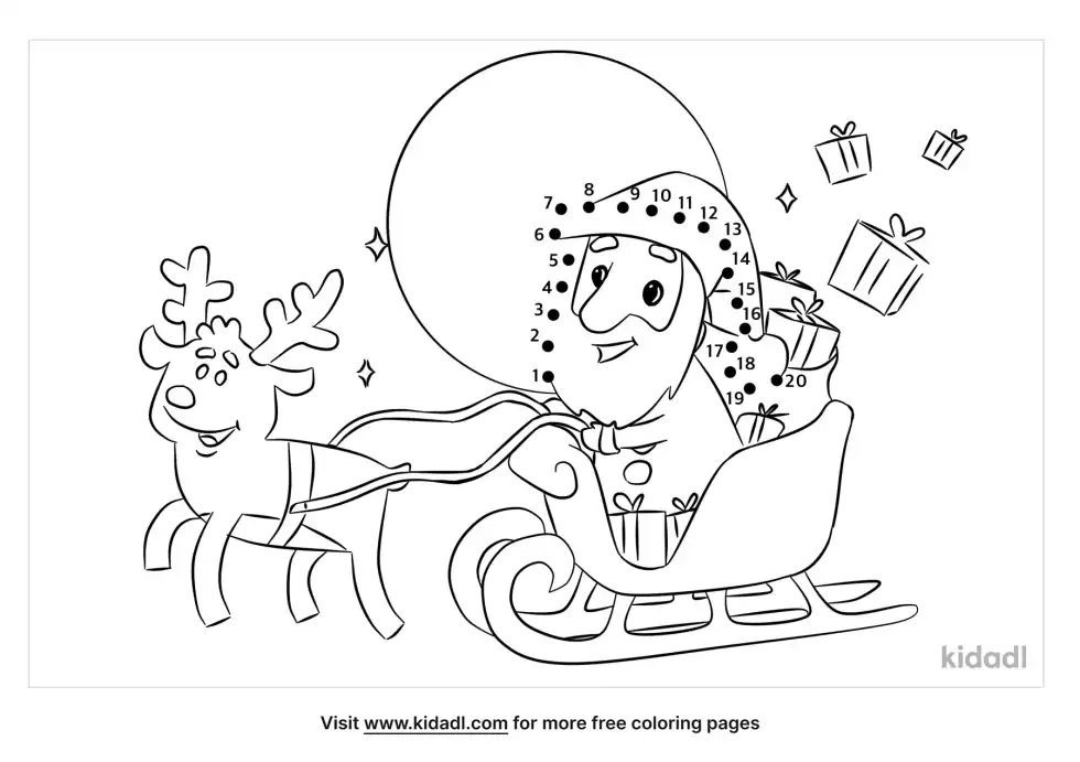 Santa In His Sleigh Dot To Dot (Easy)