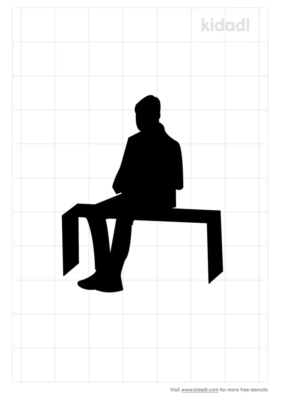 Person Sitting Facing Away Stencil