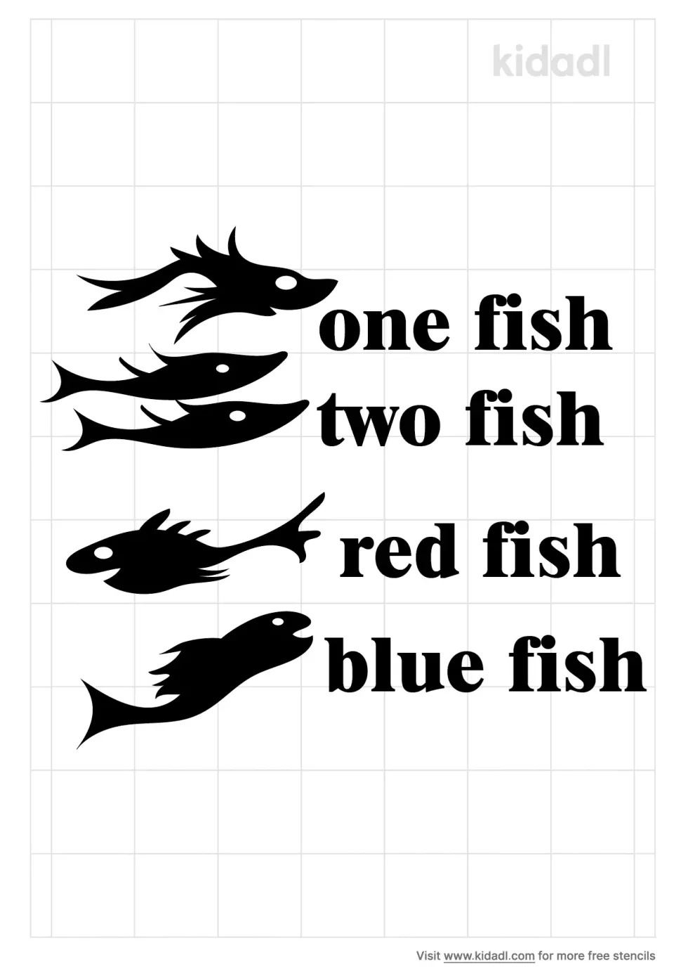One Fish Two Fish Red Fish Blue Fish Stencil