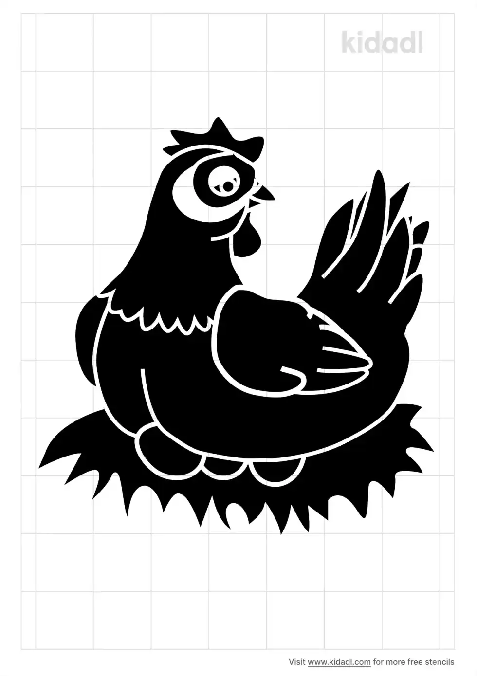 Chicken Laying Egg Stencil