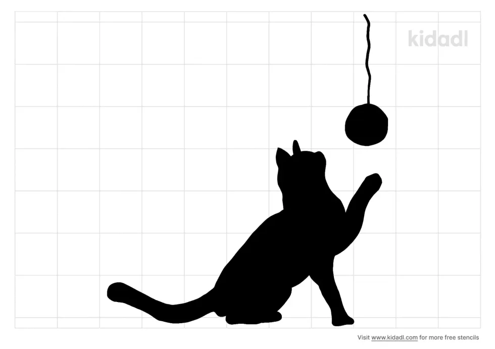 Kitten Playing With Ball Of String Stencil