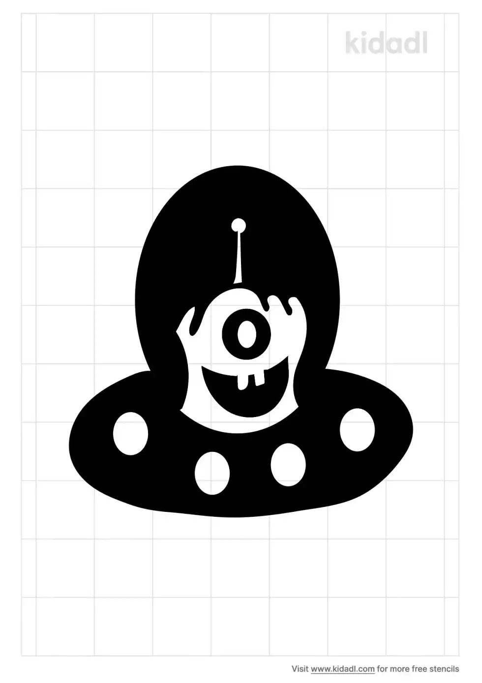 Funny Alien Spaceship Stencil
