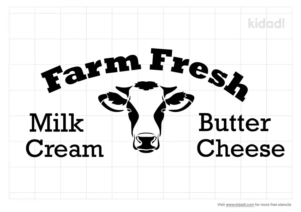 Farm Fresh Milk Cream Cheese Butter Sign Stencil