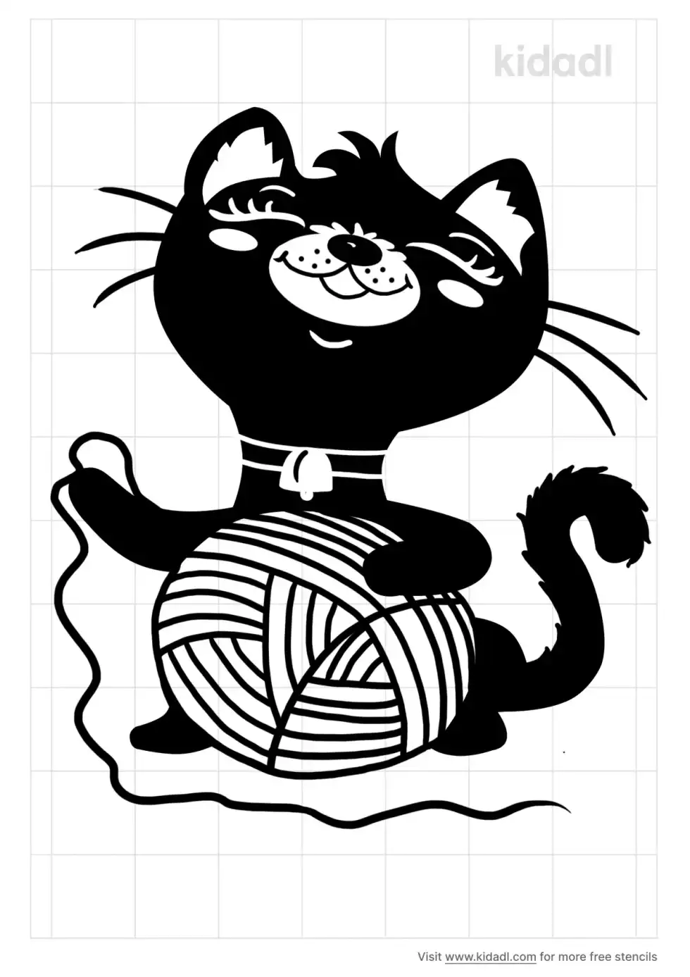 Cat Playing With String Stencil