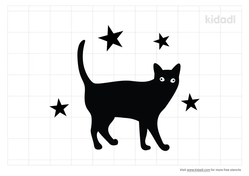 Cat With Stars Stencil