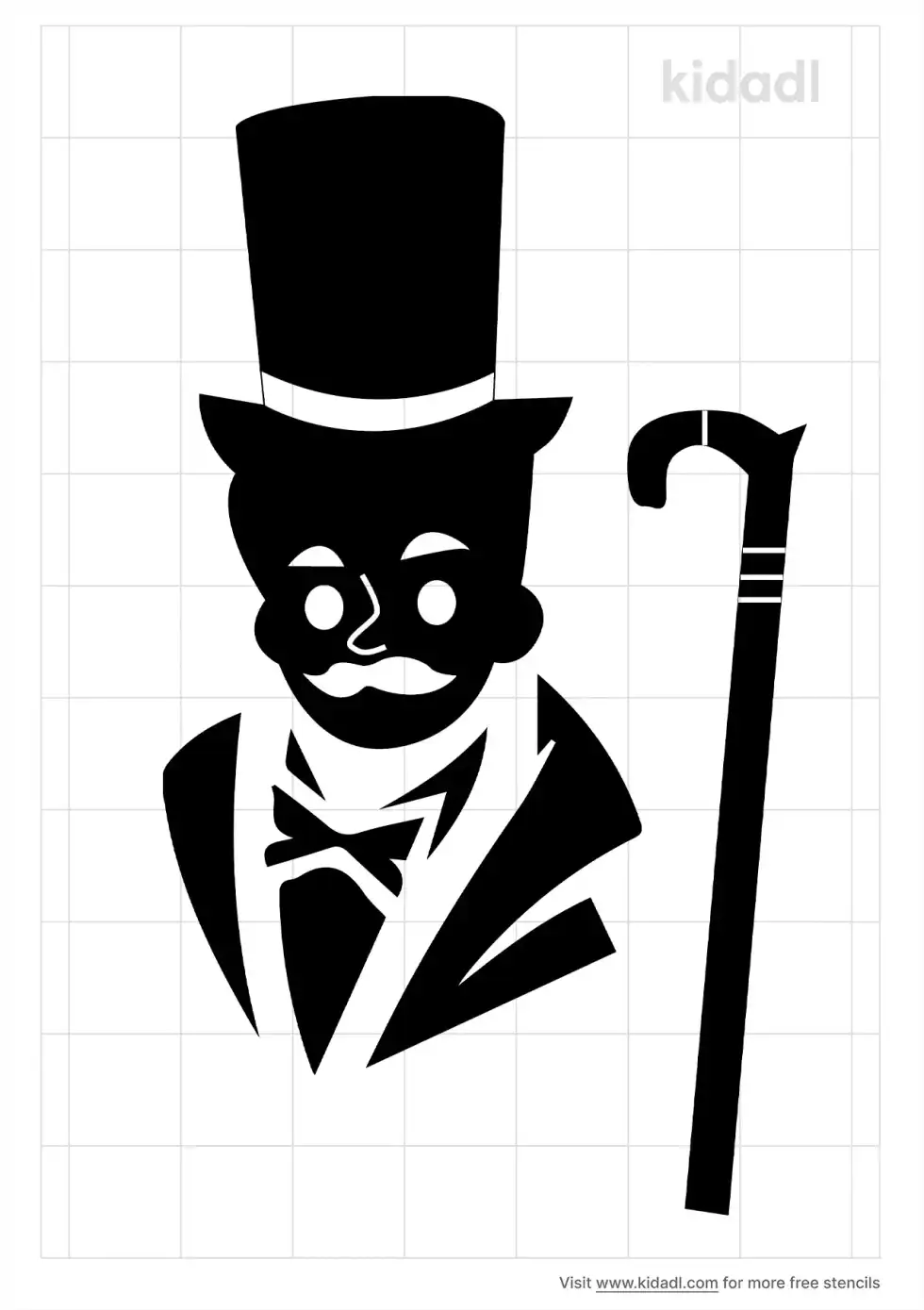 Cane Top Hat Guy Stencil