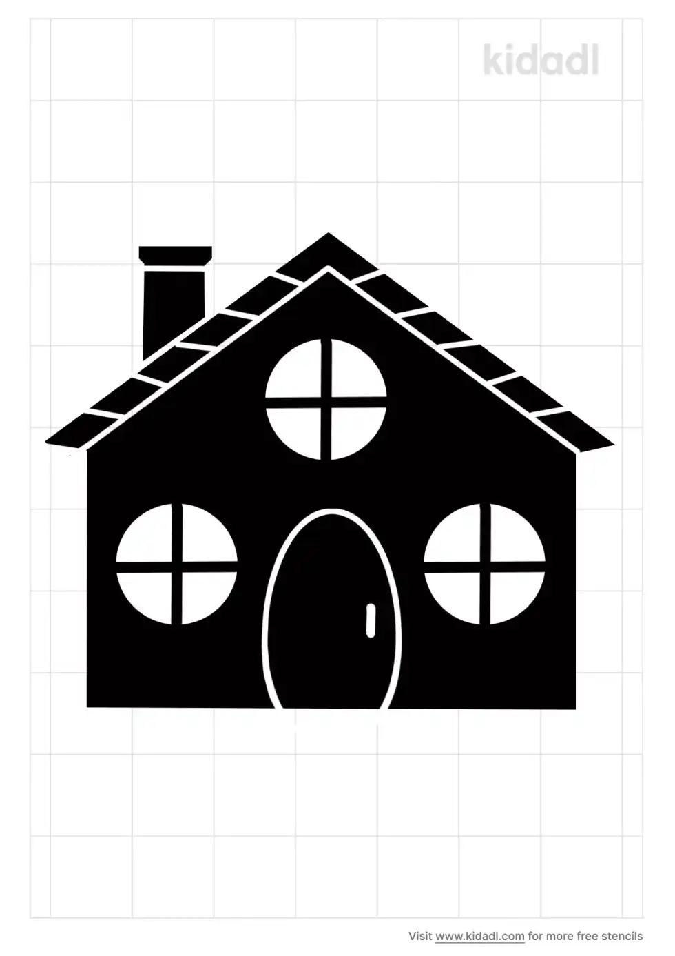 House With Round Windows Stencil