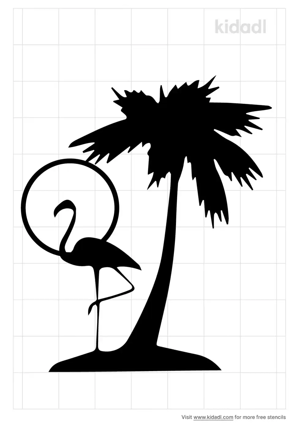 Flamingo Palm Tree Moon Stencil