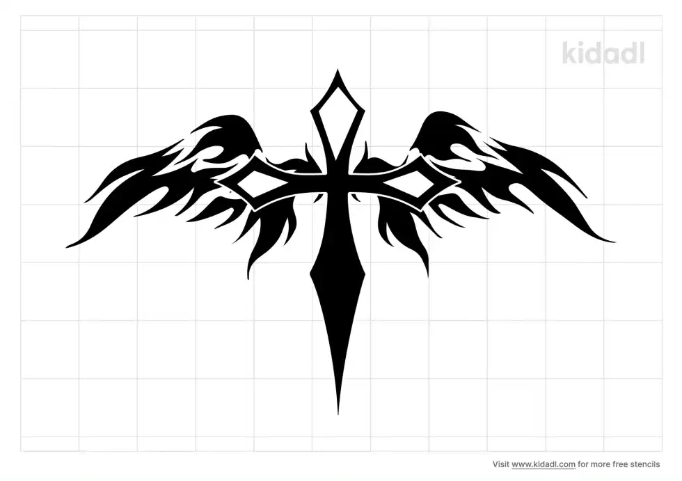 Celtic Cross With Wings Stencil