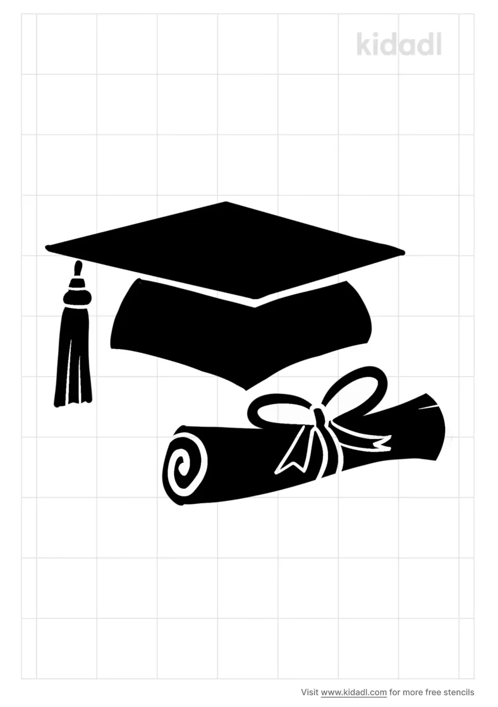 Graduation Cap And Diploma Stencil