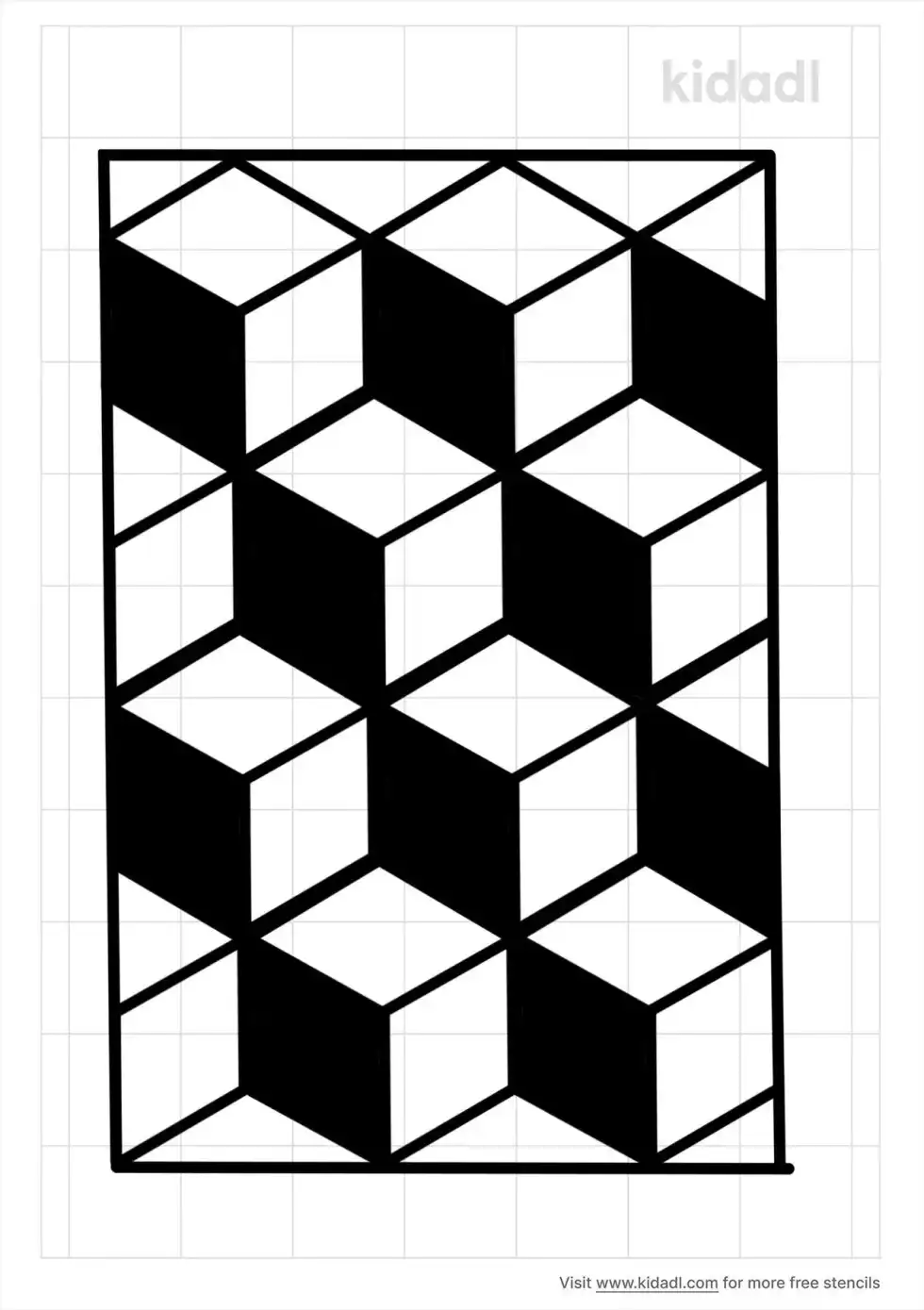 Geometry Cube Pattern Stencil