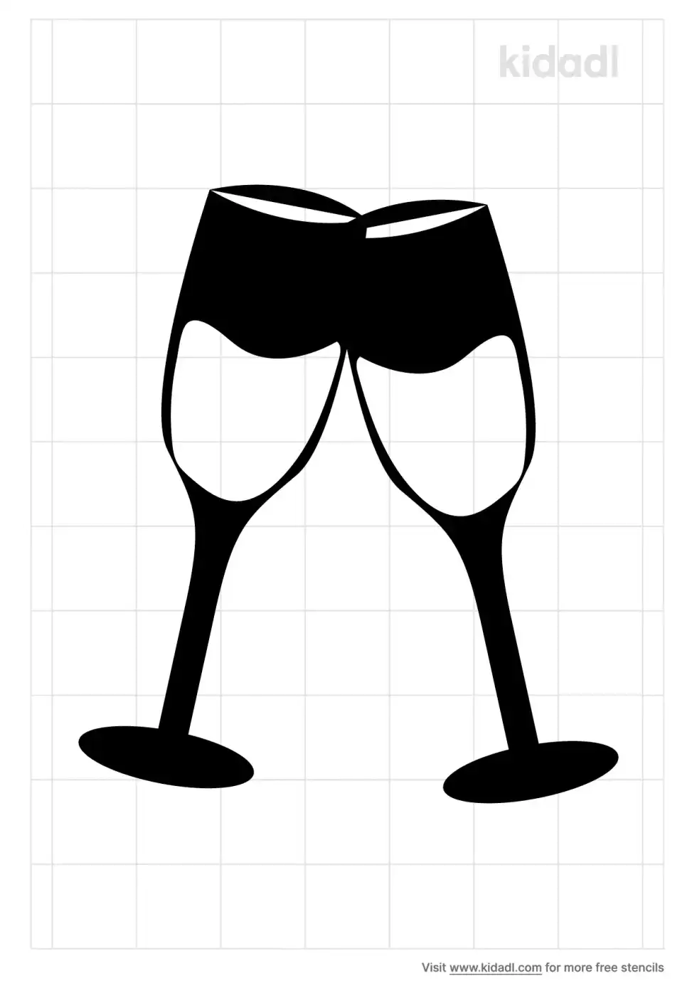 Flute Wine Glasses Stencil