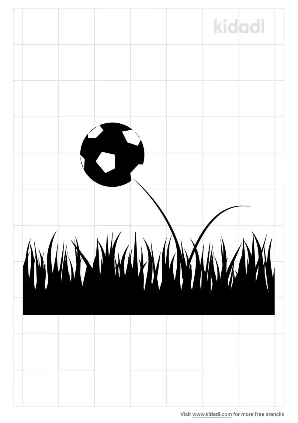 Bouncing Cartoon Soccer Ball In Grass Stencil