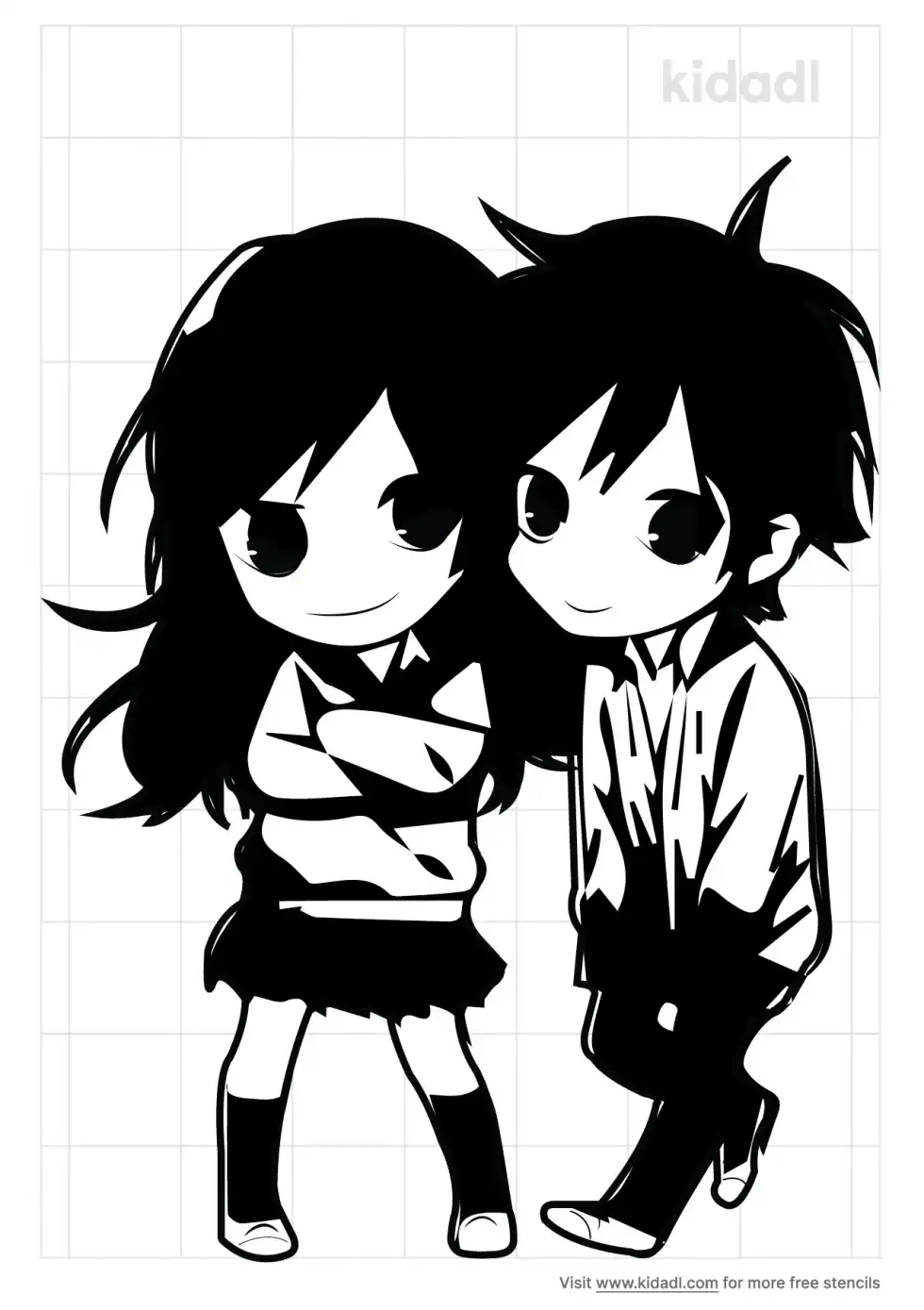 Chibi Couple Stencil