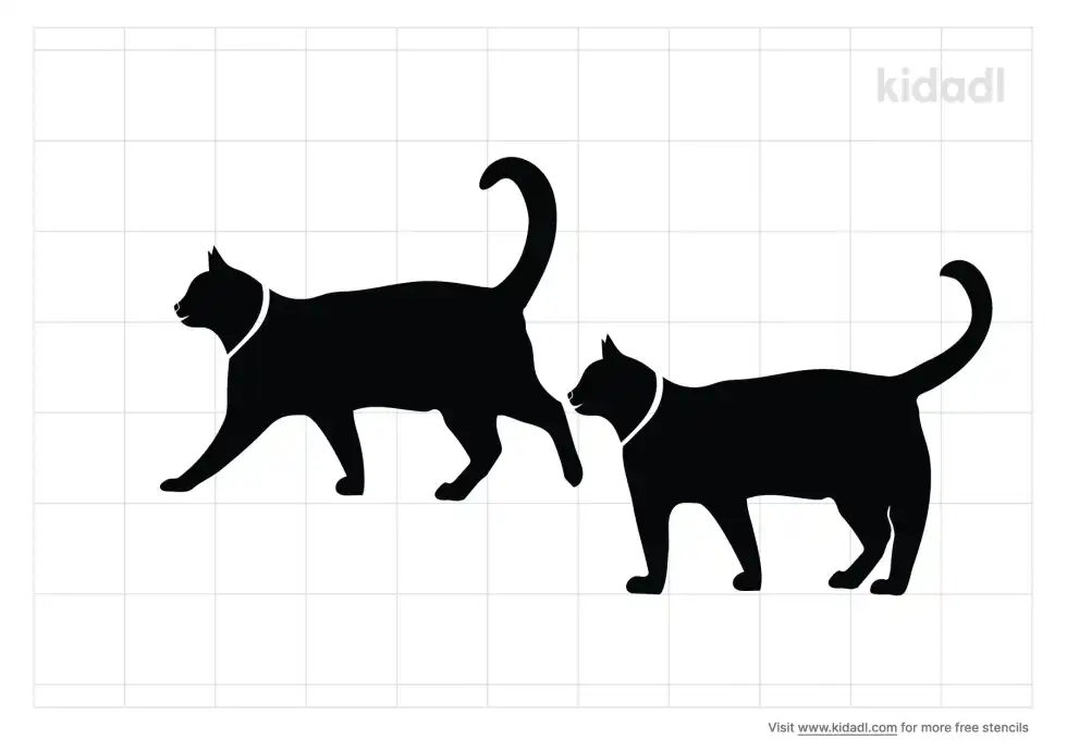 2 Cats Walking Stencil