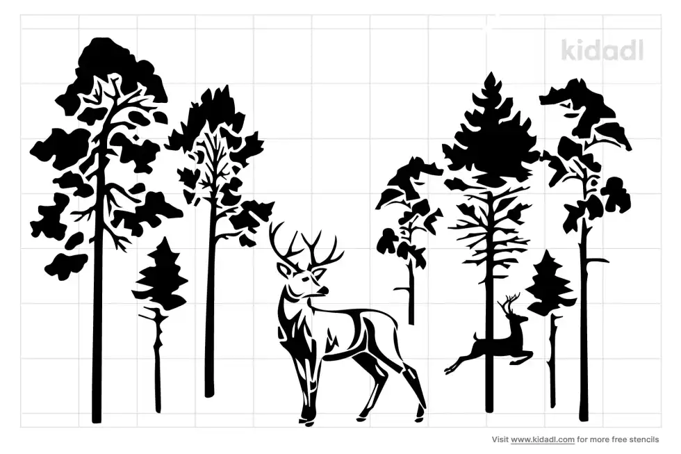 Forest With Deer Stencil