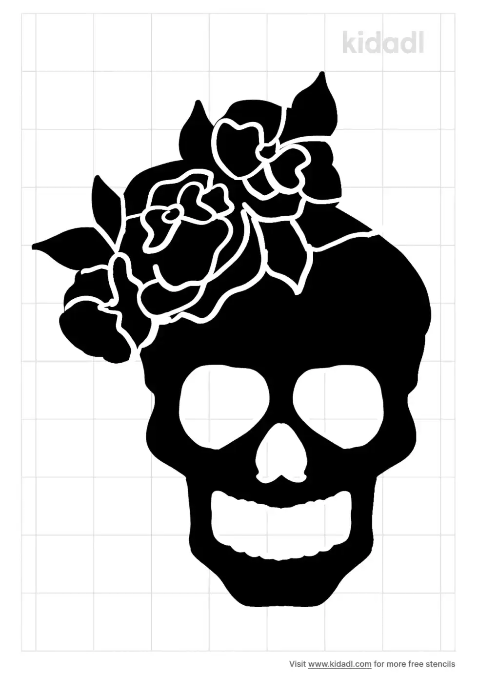 Floral Vine And Skull Stencil